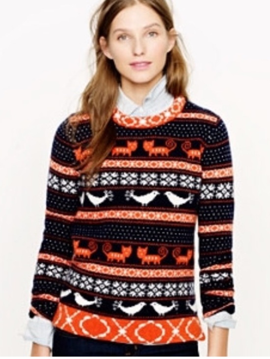 J. Crew Sweaters - J. Crew Vintyge Navy, Orange & Cream Fair Isle  Sweater. Size L . Style 32865